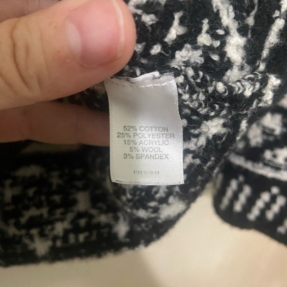 J. Jill EUC black white nordic geometric print mock neck wool blend sweater - Picture 7 of 8